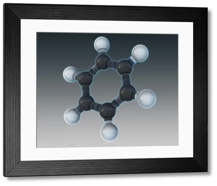 Framed Print : Benzene, Molecular Model Framed Print : Benzene, Molecular Model