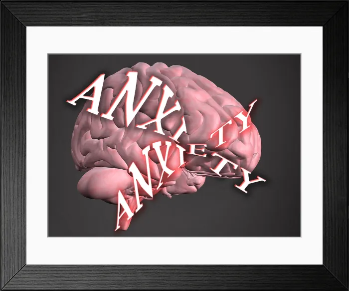Framed Print : Anxiety. Illustration of the human brain, and the concept of stress and anxiety Framed Print : Anxiety. Illustration of the human brain, and the concept of stress and anxiety