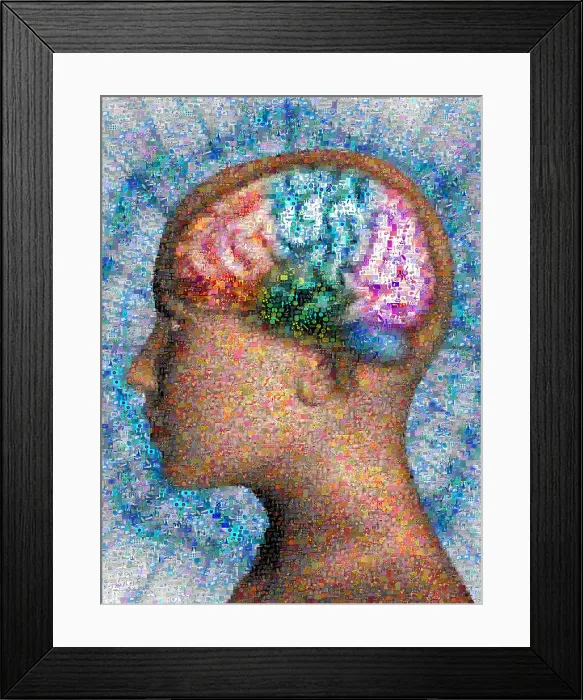 Framed Print : Superimposed Brain Mosaic Framed Print : Superimposed Brain Mosaic