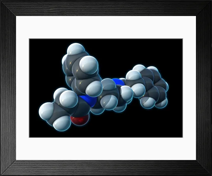 Framed Print : Fentanyl, molecular model Framed Print : Fentanyl, molecular model
