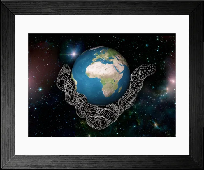 Framed Print : Hand Holding the Earth Framed Print : Hand Holding the Earth