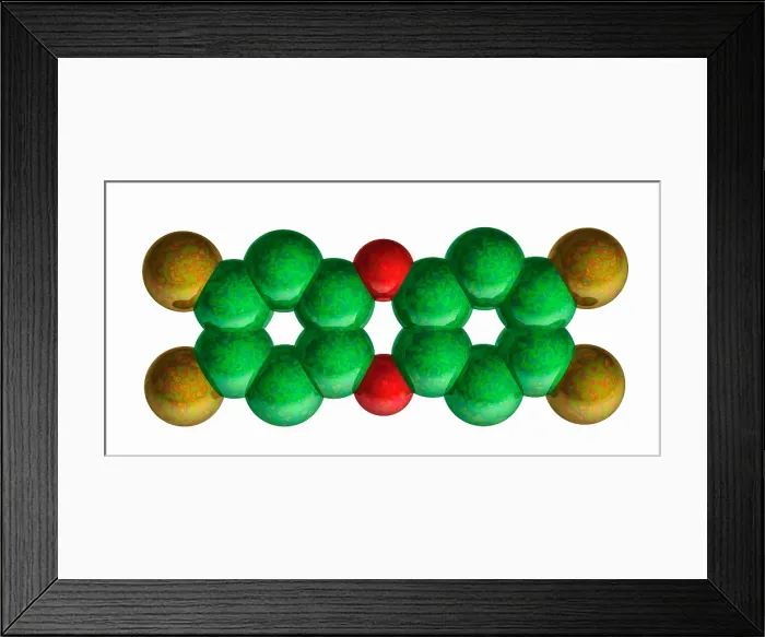 Framed Print : TCDD, Molecular Model Framed Print : TCDD, Molecular Model