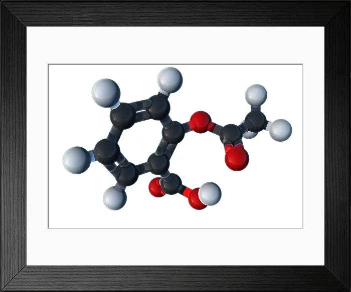 Framed Print : Aspirin, Molecular Model Framed Print : Aspirin, Molecular Model