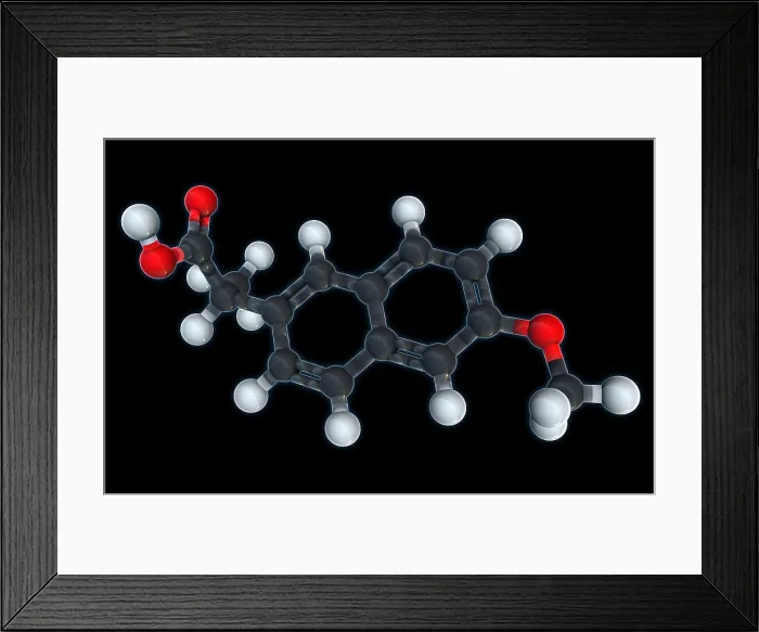 Framed Print : Naproxen, Molecular Model
