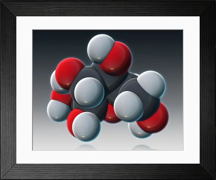 Framed Print : Fructose, Molecular Model Framed Print : Fructose, Molecular Model