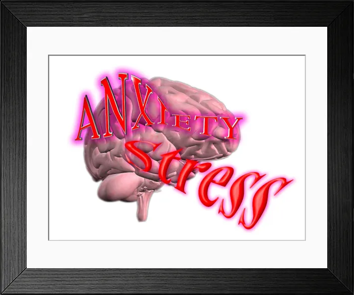 Framed Print : Stress. Illustration of the human brain, and the concept of stress and anxiety Framed Print : Stress. Illustration of the human brain, and the concept of stress and anxiety