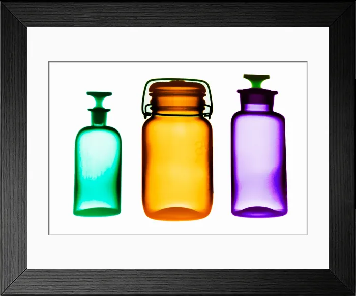 Framed Print : X-ray of Glassware Bottles Framed Print : X-ray of Glassware Bottles