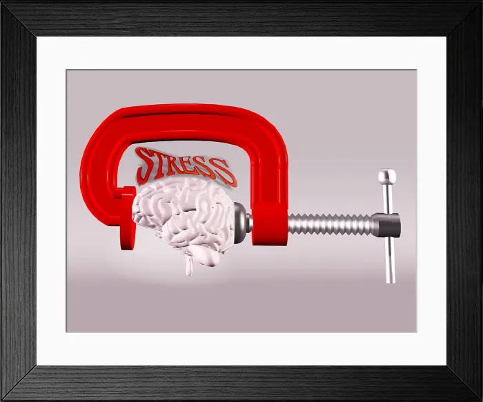 Framed Print : Stress. Illustration of the human brain, and the concept of stress and anxiety Framed Print : Stress. Illustration of the human brain, and the concept of stress and anxiety