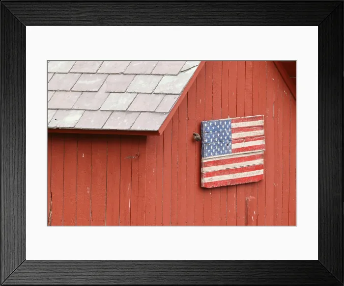 Framed Print : Wood shed flag Vermont - USA