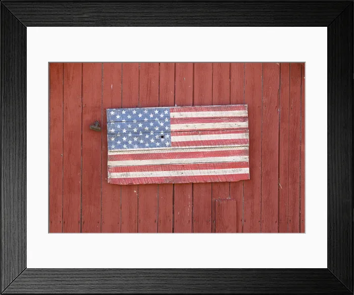 Framed Print : Wood shed flag Vermont - USA