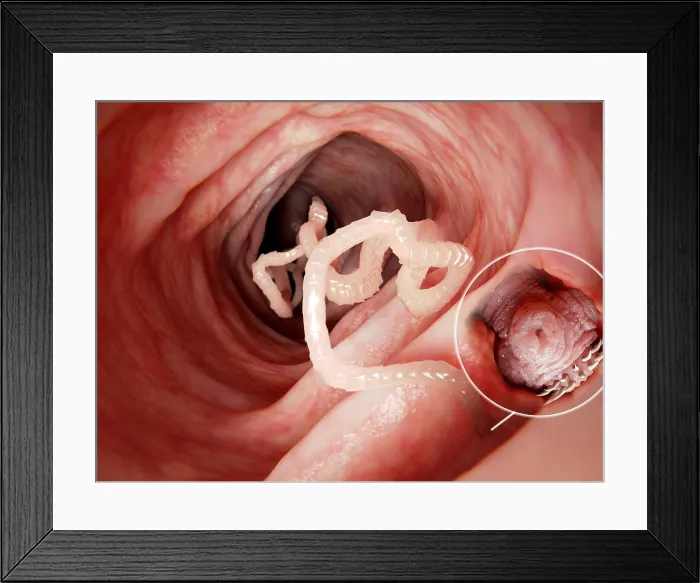 Framed Print : Tapeworm in human intestine Framed Print : Tapeworm in human intestine