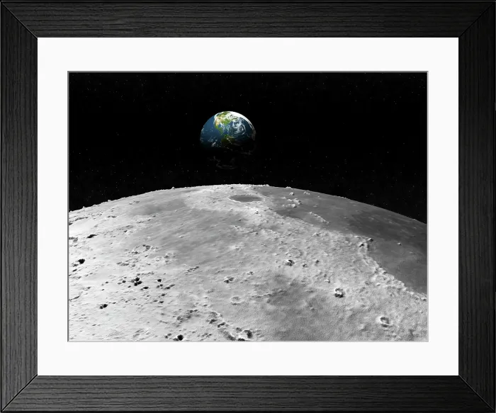 Framed Print : Earth and moon, artwork Framed Print : Earth and moon, artwork