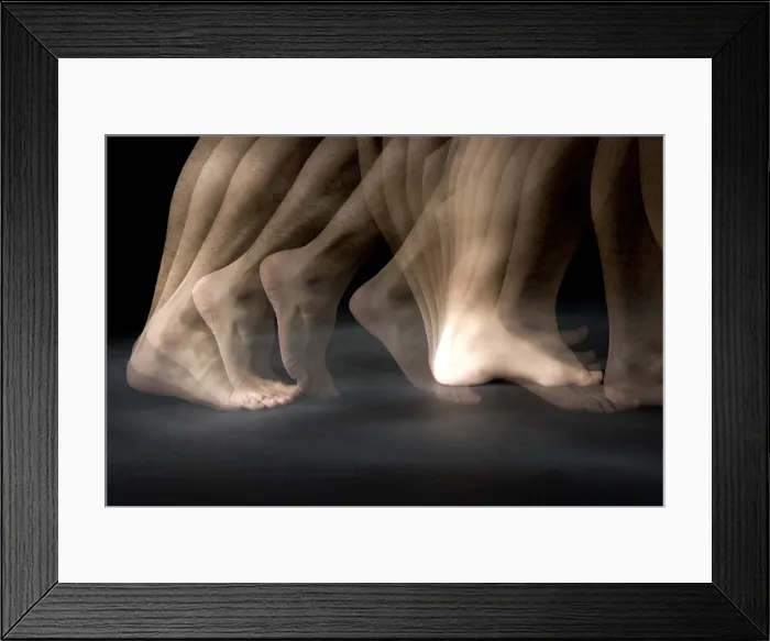 Framed Print : Walking. Stroboscopic image of feet walking Framed Print : Walking. Stroboscopic image of feet walking