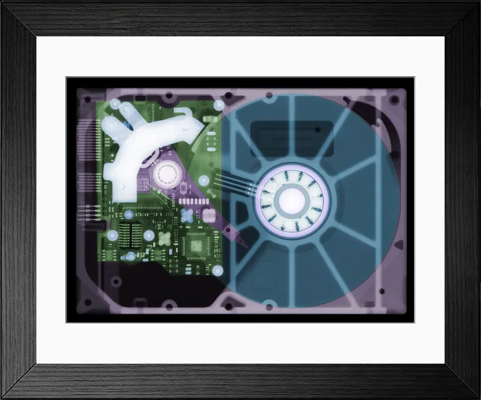 Framed Print : Computer Hard Drive, X-ray Framed Print : Computer Hard Drive, X-ray
