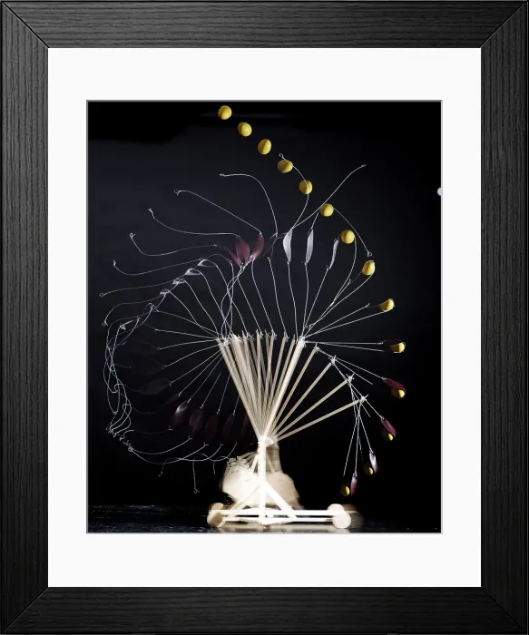 Framed Print : Trebuchet Launching a Ball, Stroboscopic Image Framed Print : Trebuchet Launching a Ball, Stroboscopic Image