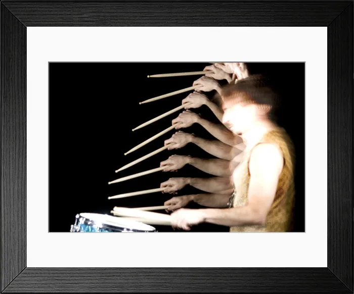 Framed Print : Drummer. Stroboscopic image of a man drumming Framed Print : Drummer. Stroboscopic image of a man drumming