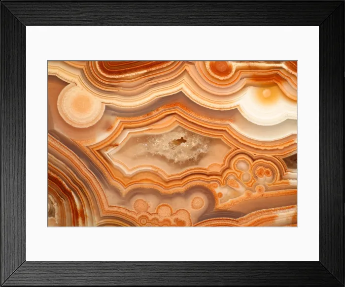 Framed Print : Agate. A close-up view of agate. Agate is a form of the mineral quartz (silicon oxide)