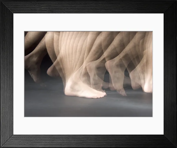 Framed Print : Walking. Stroboscopic image of feet walking Framed Print : Walking. Stroboscopic image of feet walking