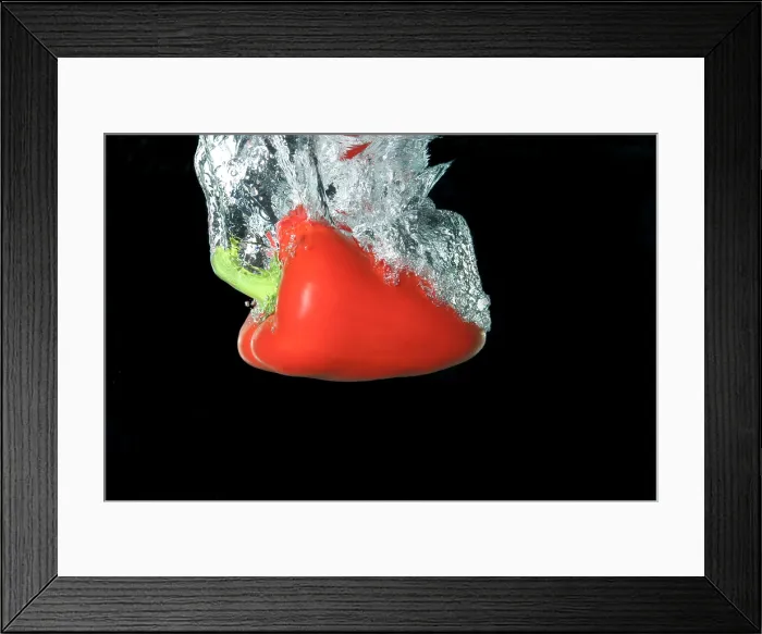 Framed Print : Red Pepper falling into water Framed Print : Red Pepper falling into water