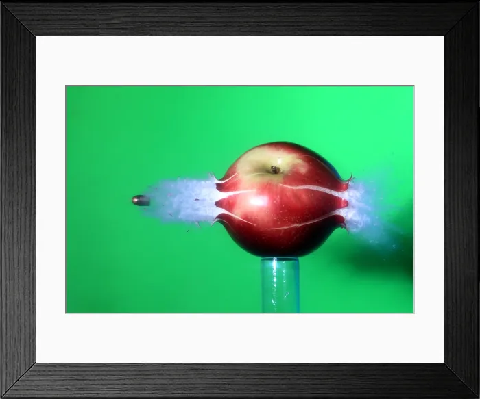 Framed Print : Bullet Hitting an Apple Framed Print : Bullet Hitting an Apple