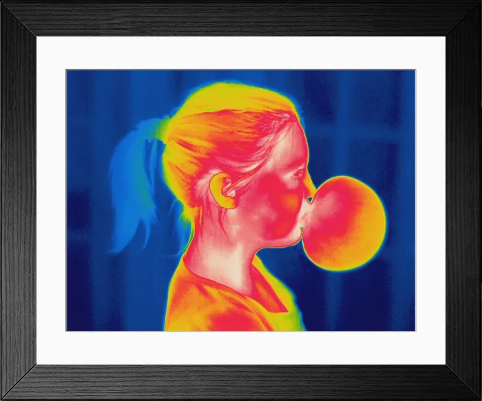 Framed Print : Girl Blowing a Bubble Framed Print : Girl Blowing a Bubble
