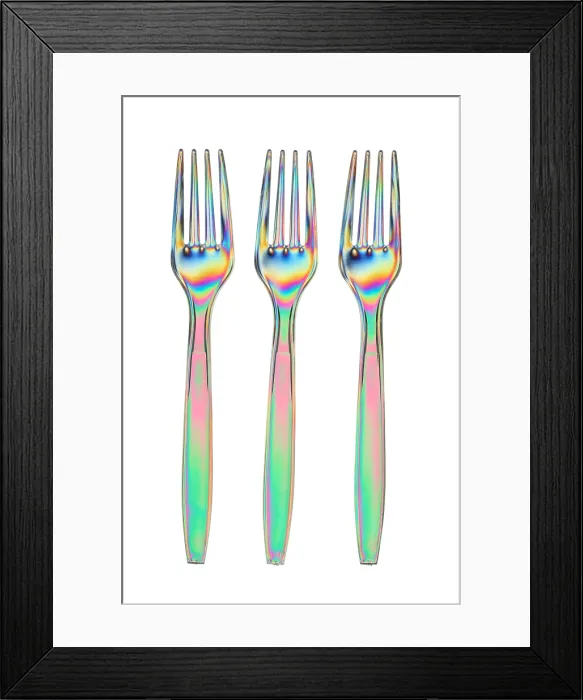 Framed Print : Stress in plastic forks Framed Print : Stress in plastic forks