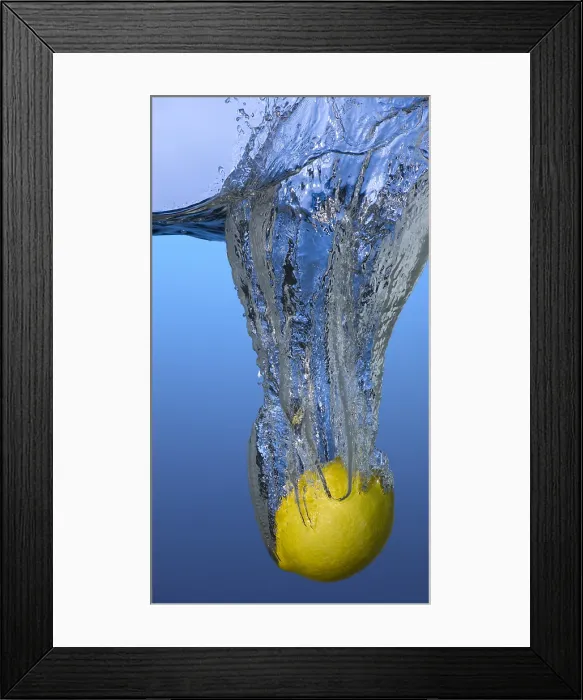 Framed Print : Lemon Dropped in Water Framed Print : Lemon Dropped in Water