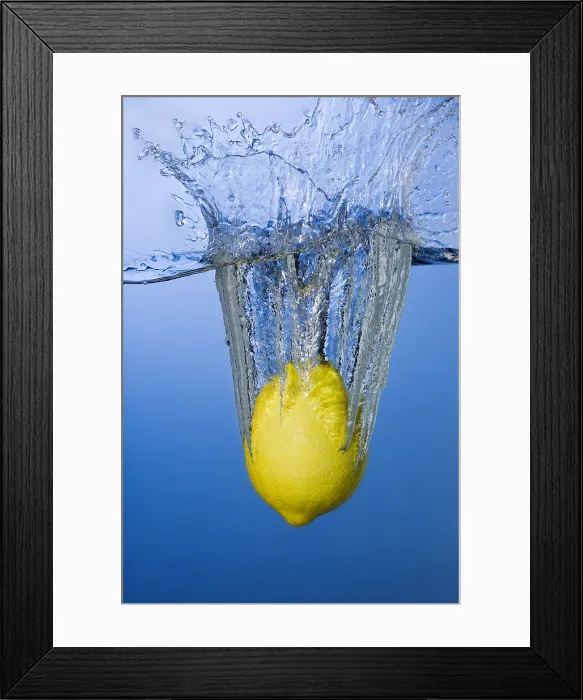 Framed Print : Lemon Dropped in Water Framed Print : Lemon Dropped in Water
