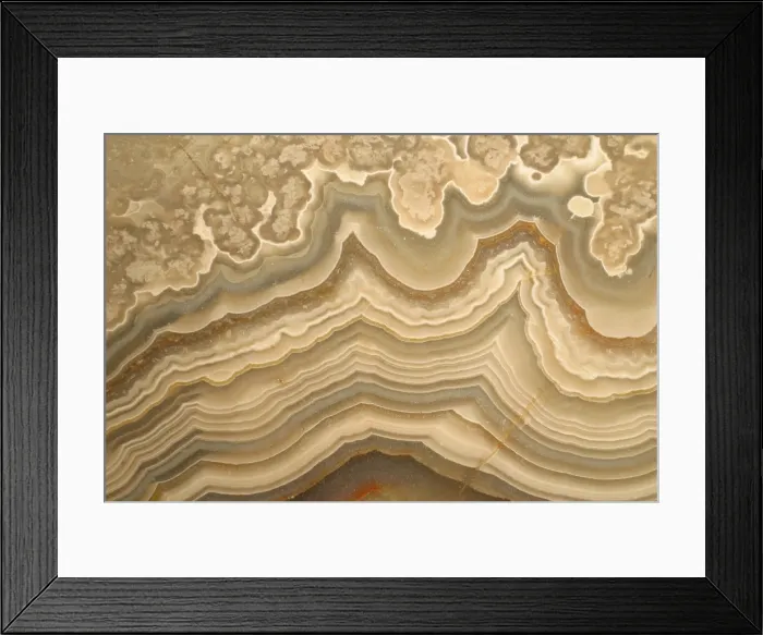 Framed Print : Agate. A close-up view of agate. Agate is a form of the mineral quartz (silicon oxide)