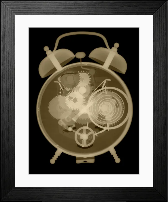 Framed Print : X-ray of an Alarm Clock Framed Print : X-ray of an Alarm Clock