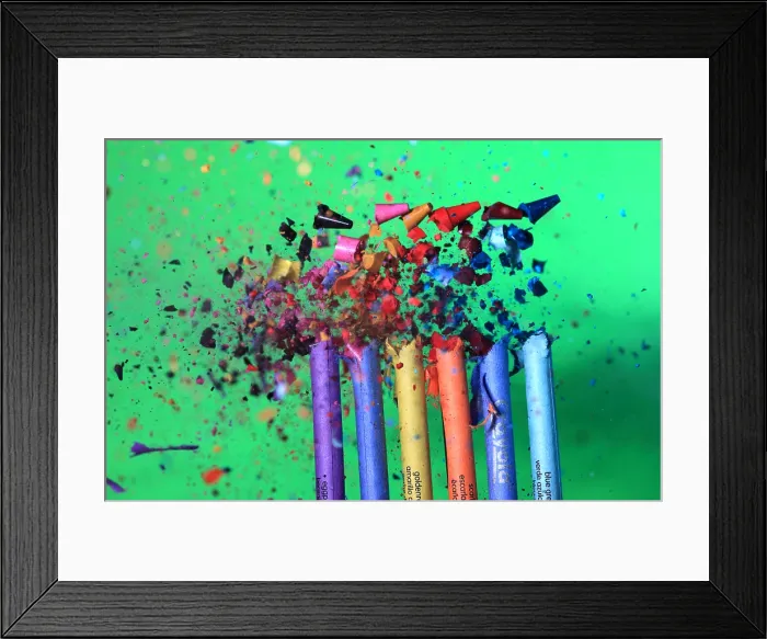 Framed Print : Bullet Hitting Crayons Framed Print : Bullet Hitting Crayons