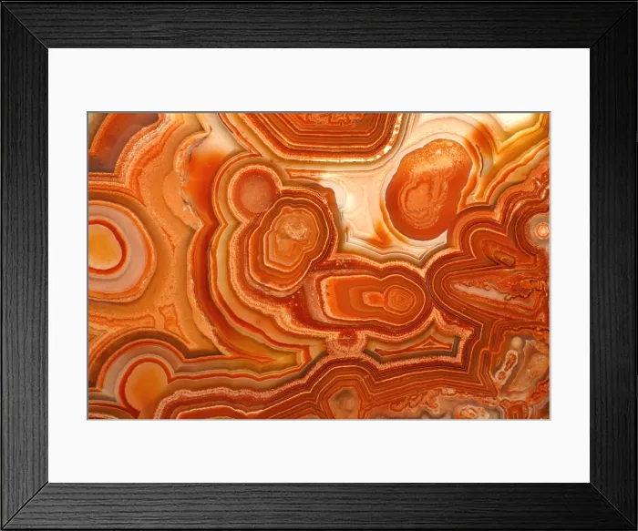 Framed Print : Agate. A close-up view of agate. Agate is a form of the mineral quartz (silicon oxide)