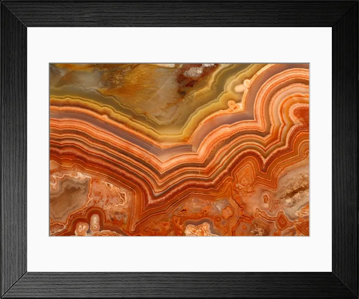 Framed Print : Agate. A close-up view of agate. Agate is a form of the mineral quartz (silicon oxide)