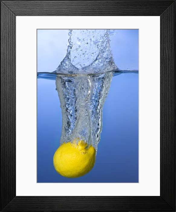 Framed Print : Lemon Dropped in Water Framed Print : Lemon Dropped in Water