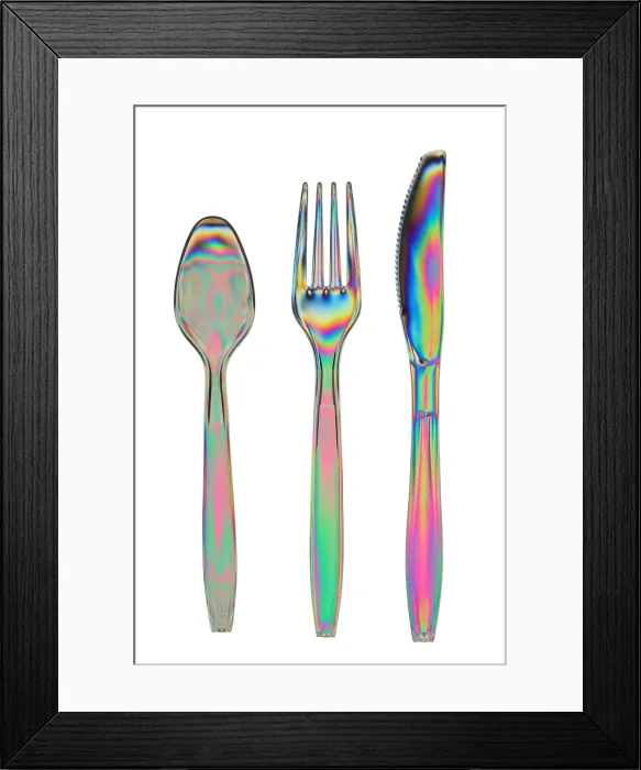Framed Print : Stress in plastic utensils