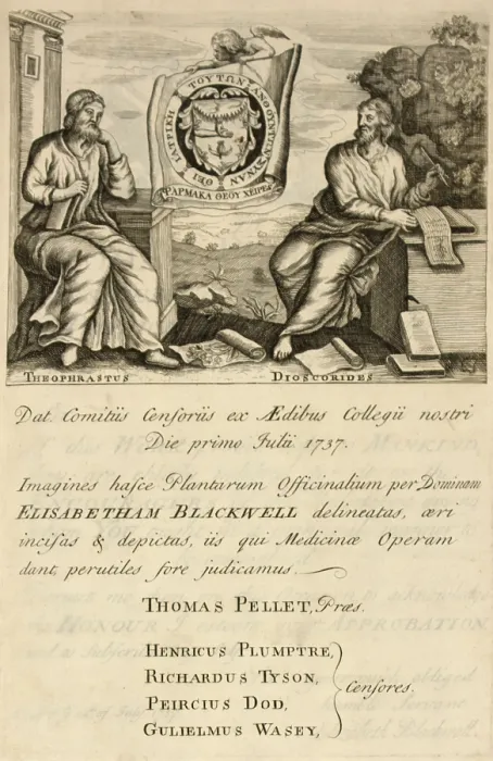 Framed Print : 'A Curious Herbal', Frontispiece, 1737