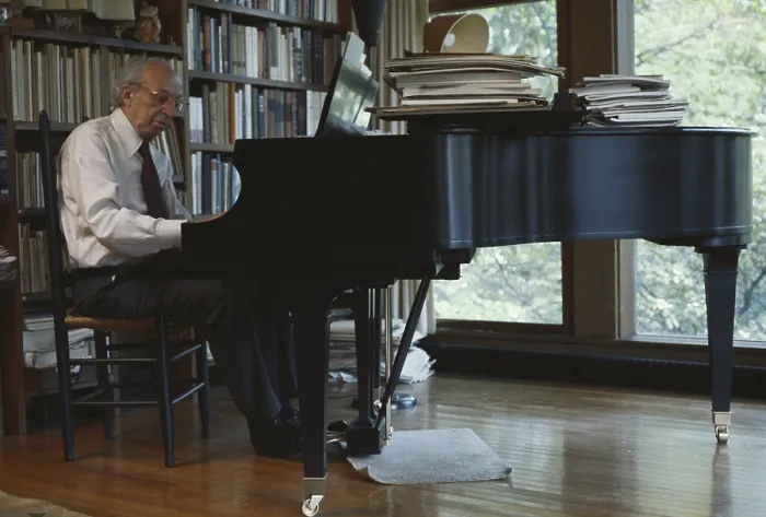 Framed Print : Aaron Copland c.1977 Framed Print : Aaron Copland c.1977