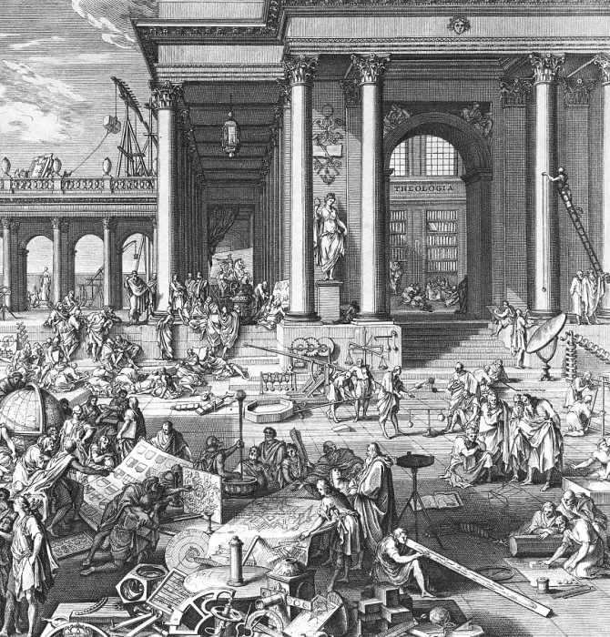 Framed Print : The Academy of Sciences and Fine Arts, 1698