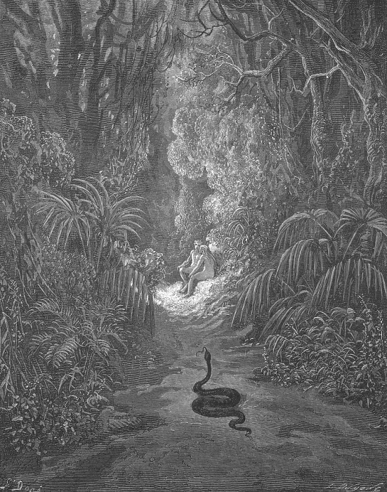 Framed Print : Adam and Eve and Snake by Dore Framed Print : Adam and Eve and Snake by Dore