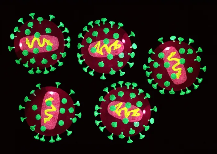 Framed Print : AIDS viruses (HIV), computer artwork