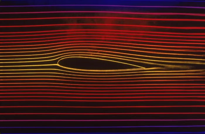 Framed Print : Air Flow Demonstrating the Bernoulli Principle, Physics of Lift on an Airplane Wing Framed Print : Air Flow Demonstrating the Bernoulli Principle, Physics of Lift on an Airplane Wing