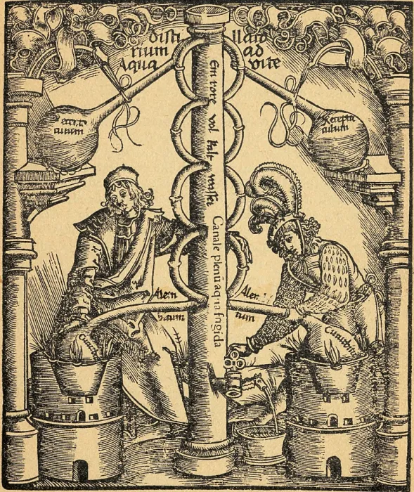 Framed Print : Alchemists, Distillation, 1526