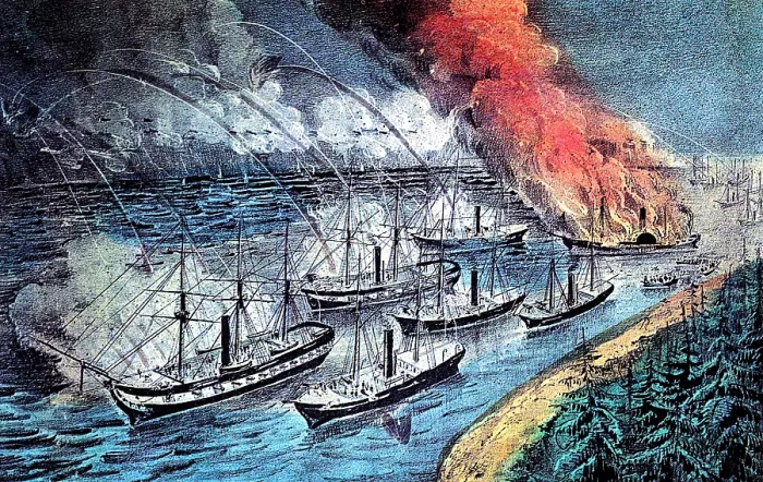 Framed Print : American Civil War, Farragut's Fleet at Port Hudson, 1863 Framed Print : American Civil War, Farragut's Fleet at Port Hudson, 1863