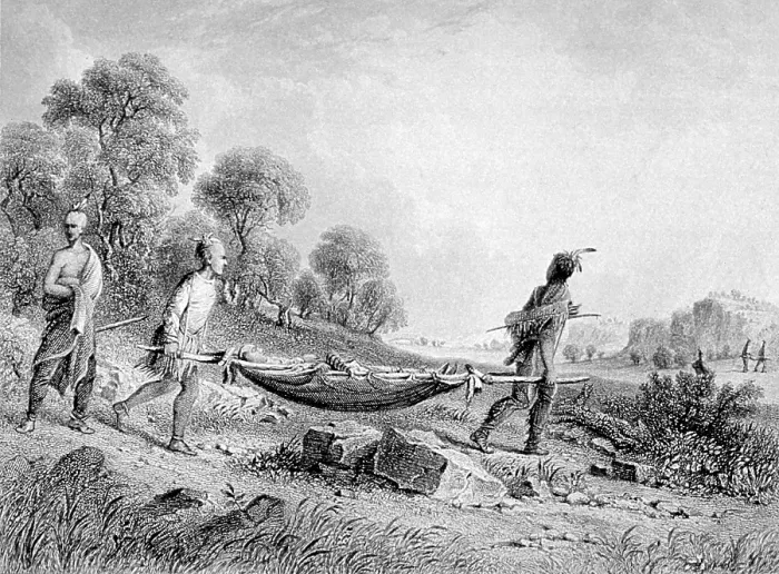 Framed Print : American Indians Transport Wounded, 19th Century Framed Print : American Indians Transport Wounded, 19th Century