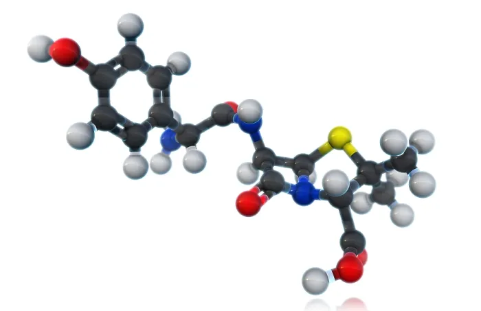 Framed Print : Amoxicillin Molecular Model Framed Print : Amoxicillin Molecular Model