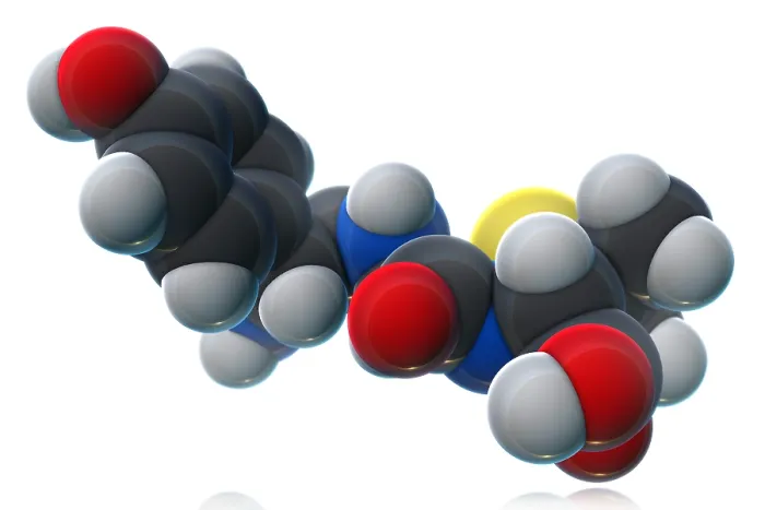 Framed Print : Amoxicillin Molecular Model