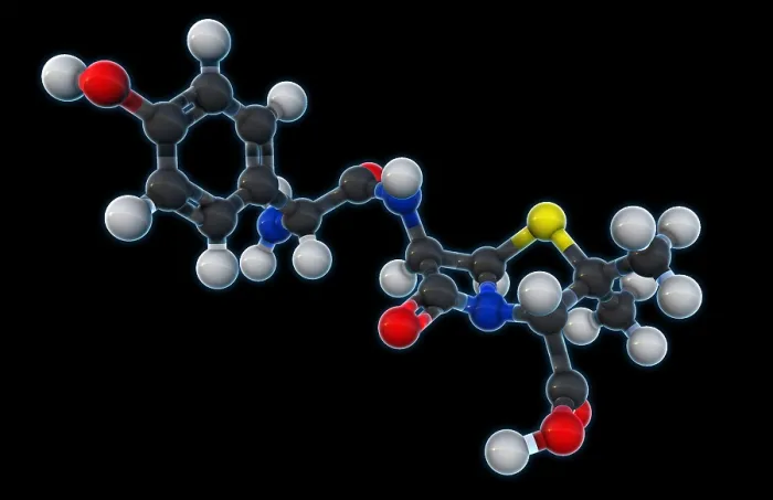 Framed Print : Amoxicillin Molecular Model