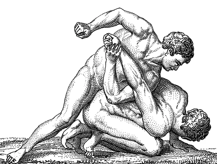 Framed Print : Ancient Olympic Games, Wrestling Framed Print : Ancient Olympic Games, Wrestling