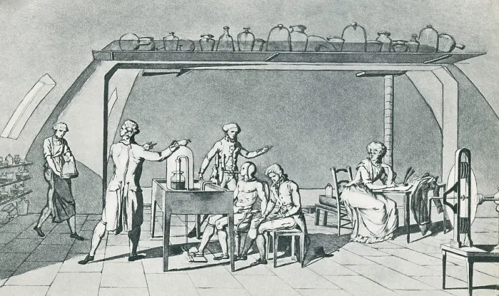 Framed Print : Antoine Lavoisier, Respiration Experiment Framed Print : Antoine Lavoisier, Respiration Experiment