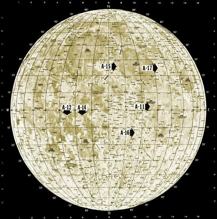 Framed Print : Apollo Landing Sites Framed Print : Apollo Landing Sites